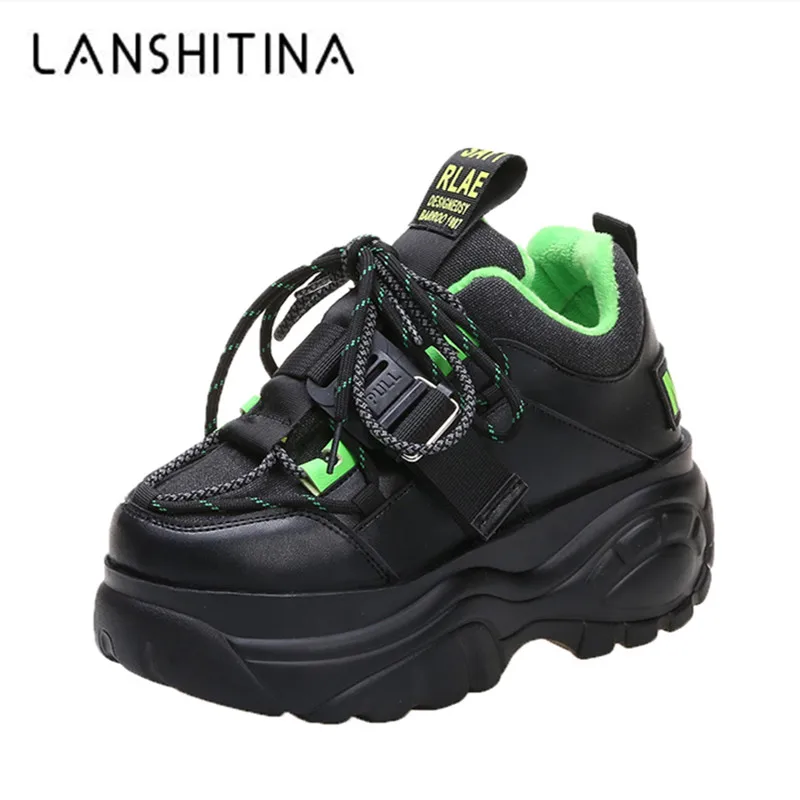 Ceny Kobiety platformy trampki sznurowane zimowe aksamitne utrzymać ciepłe buty dla taty wysokie góry Chunky obuwie grube dno mieszkania panie Creeper