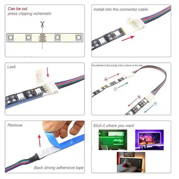 

DC 12V LED Strip Lights SMD 5050 RGB 16.4Ft(5M) Waterproof IP65 Black PCB Board Lighting 30leds/m 44 Keys IR Remote jk125