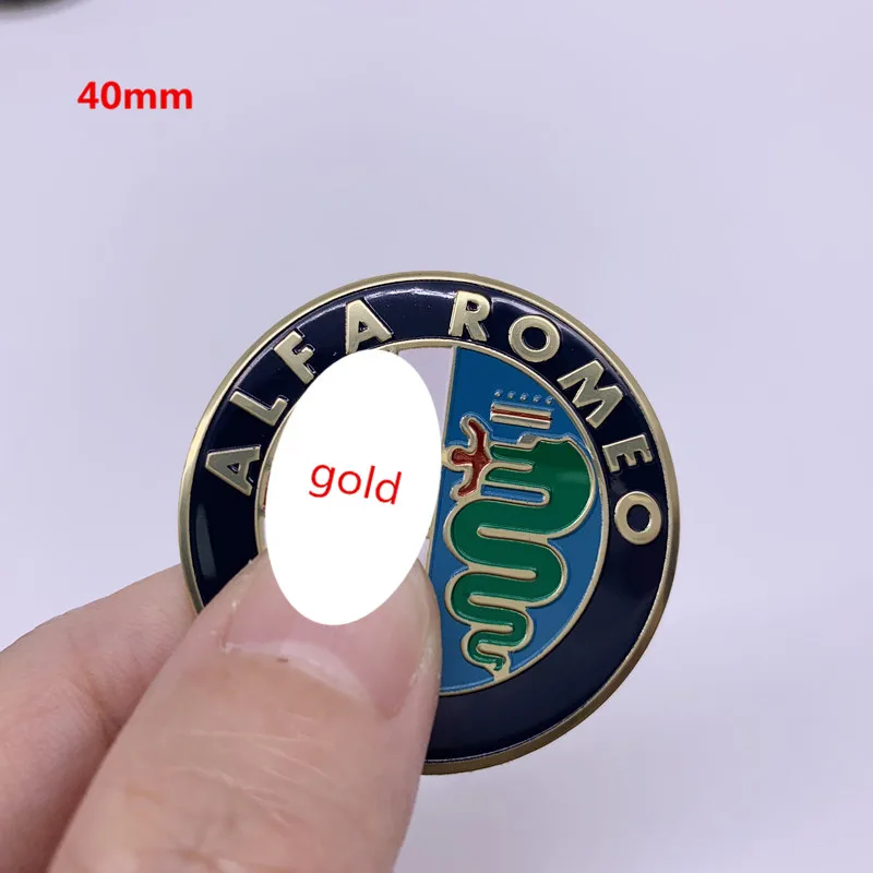 Золотой 2x40/4 мм ALFA ROMEO рулевое колесо знак Стикеры логотипа Авто Средства для укладки волос Mito 147 156 159 166 Giulietta GT 40 мм - Цвет: Золотой