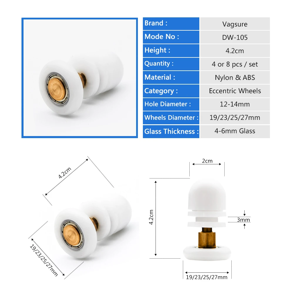 4 шт./8 шт. 1 комплект 19 мм/23 мм/25 мм/27 мм нейлон пластик один шкив бегун колеса двери ролики для раздвижной стеклянная дверь для душа комнаты