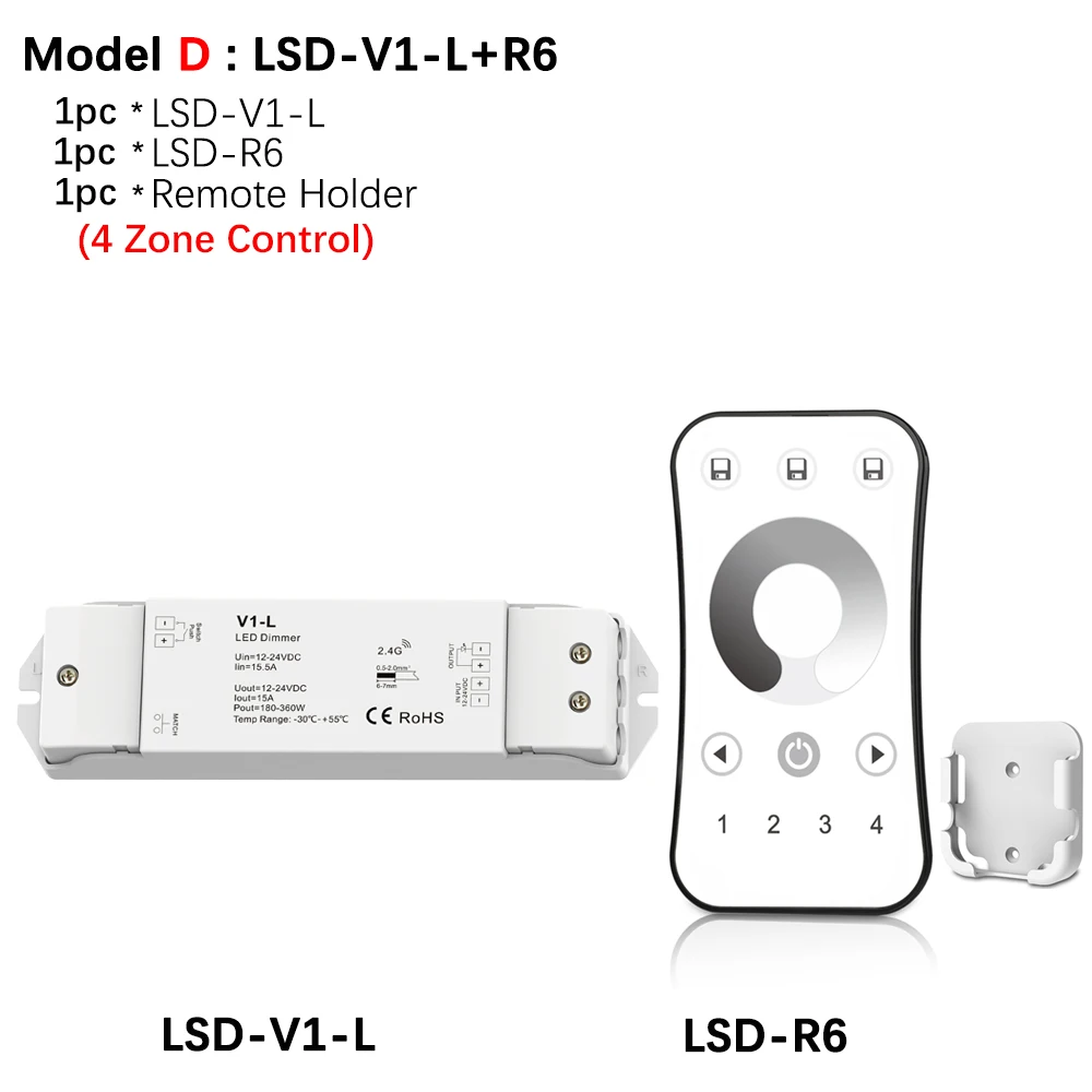 Model D Светодиодный диммер переключатель 12V 24V 15A PWM 2,4 г светодиодный сенсорный RF Беспроводной дистанционный умный Wi-Fi диммер контроллер для одного Цвет Светодиодные ленты - Цвет: Model D