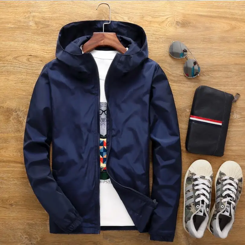 Solid Jacket Men's Windbreaker Spring Autumn New Solid Color Jacket Coat Men's Windbreaker Pilot Hooded Jacket Male 6XL7XL Solid Jacket Men's Windbreaker Spring Autumn New Solid Color Jacket Coat Men's Windbreaker Pilot Hooded Jacket Male 6XL7XL
