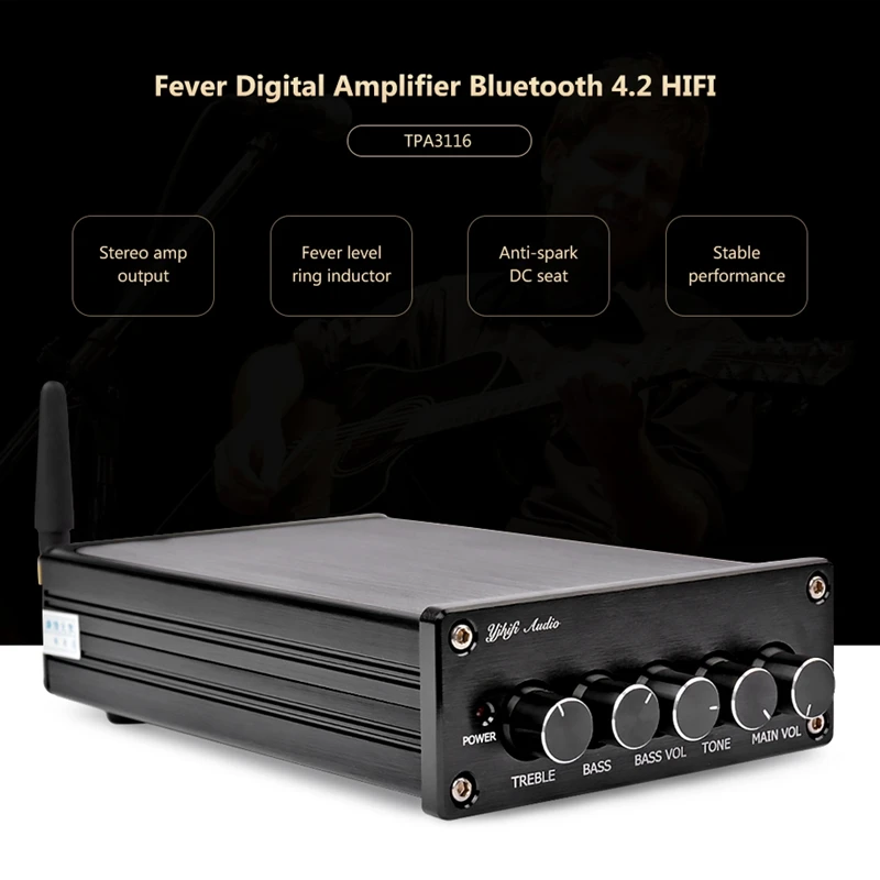 Bluetooth 4,2 сабвуфер аудио усилитель 100 Вт Hifi стерео Tpa3116 цифровой 2,1 канальный Настольный усилитель мощности Amp 50Wx2