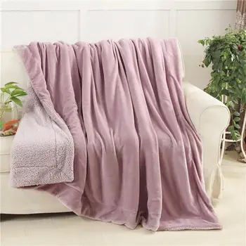 

Pale Pink Solid thick Winter Throw Plaids Blanket warm Sherpa Berber Fleece Bedding Twin Queen Size Bedspread
