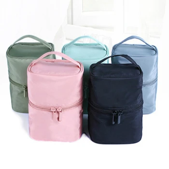 

1 Pc Solid Cosmetic Bag Women New Travel Cylinder Toiletry Storage Bag Girls Makeup Shower Beauty Pouch Handbags Case Waterproof