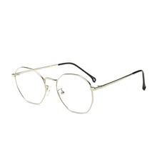 Классические модные очки без градусов для чтения, повседневные дикие металлические очки, новые литературные Ретро многоугольные очки для чтения