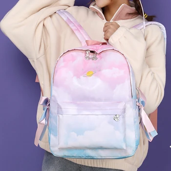 

Girls School Bag Adjustable Strap Zipper Closure Wear Resistant Books Teenagers Backpack Primary Students Fashion Outdoor Casual