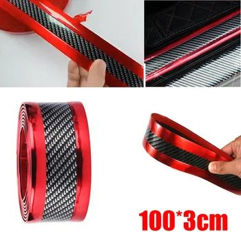 

Trim Door Sill Strip Carbon Fiber Red Trunk Fender Protector SUV Front