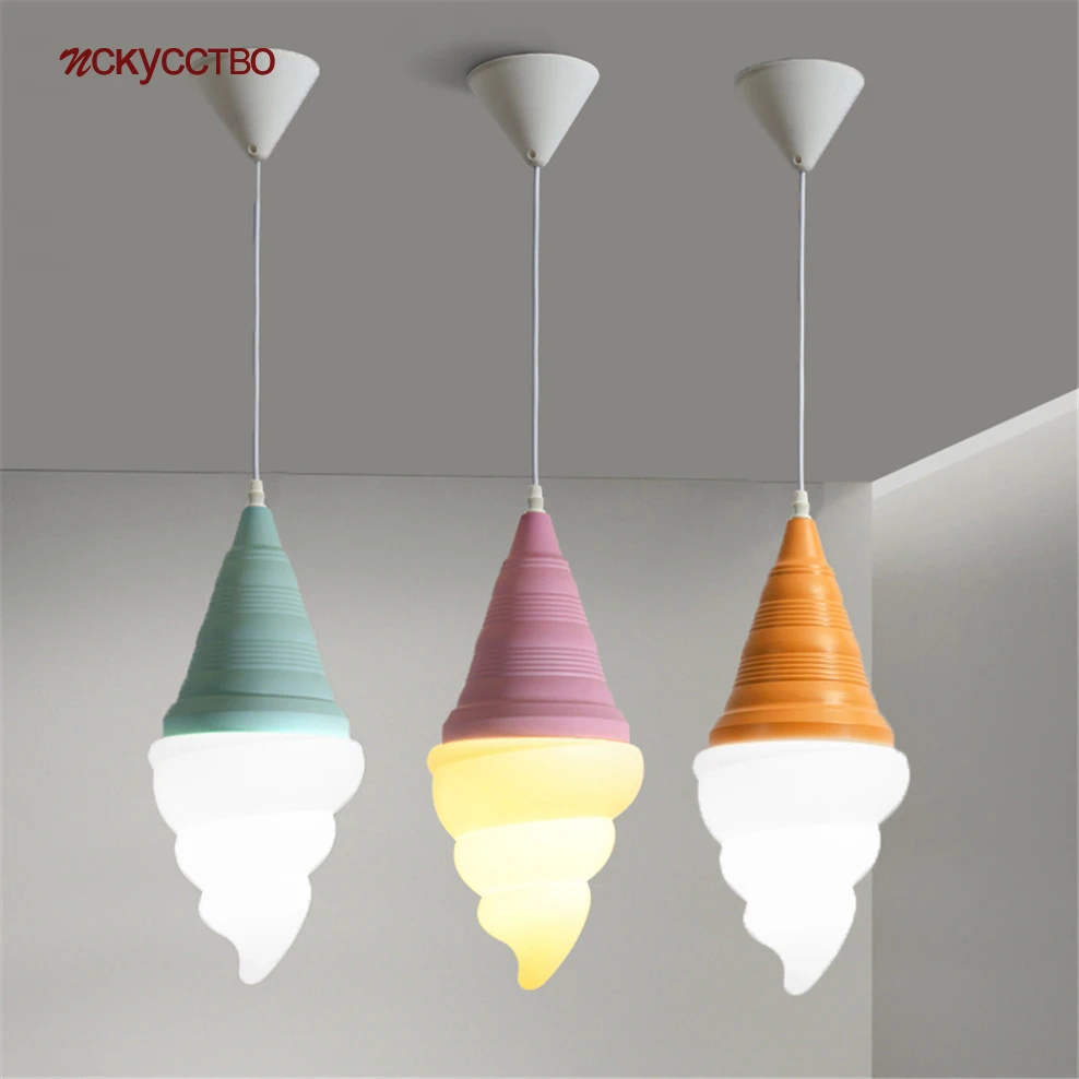 Dessert Shop Ice Cream Cones Pendant Lights Creative Children Led