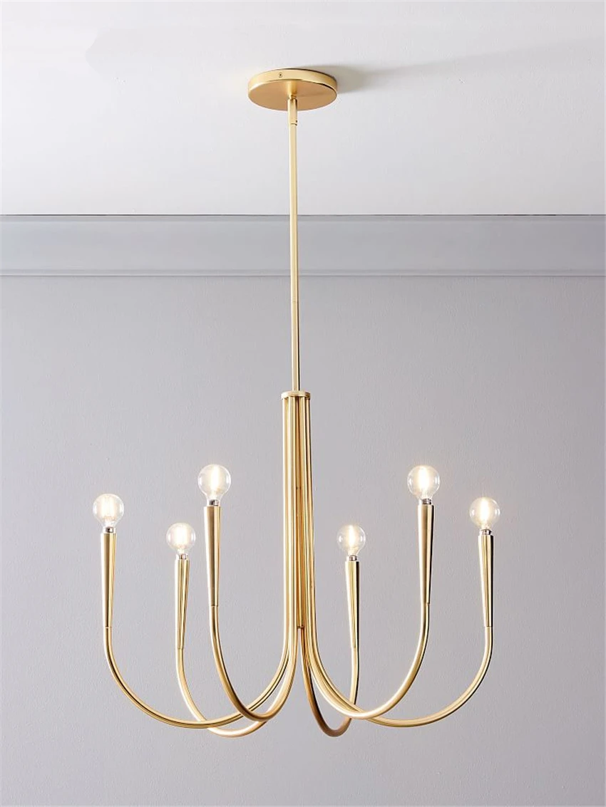 

Nordic Elbow Pipe gold chandeliers lights bedroom living room dining room modern luxury retro creative art hanging lamp fixtures