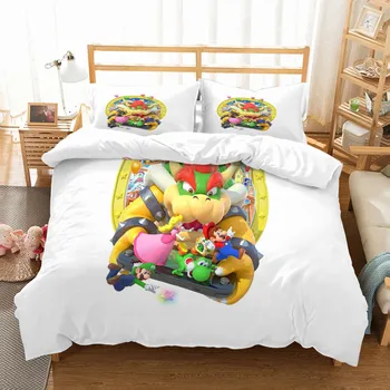 

Super Mario Fire Dragon Duvet Cover Set Kids Home Bedding Set Game Character Bedspread Home Textiles No Filling Dropshipping