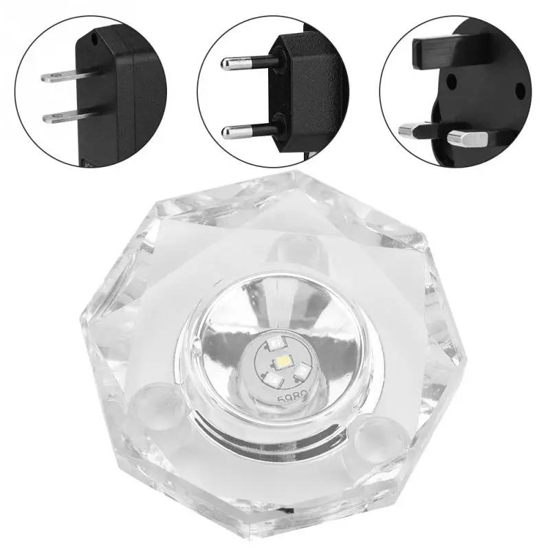 

LED K9 Glass Multicolor 3D Crystal Display Light Base Stand Decor 110-240V