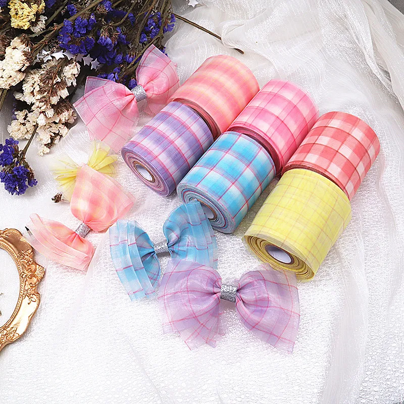 

25Yards/roll 6CM Width Lattice Stripe Tulle Roll Organza Baby Shower Party Supplies DIY Hair Bows Handmade Materials