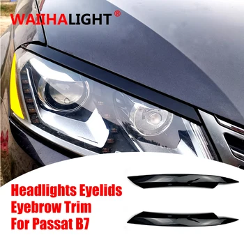 

2Pcs High Quality Headlight Eyelid Eyebrows Cover Sticker Trim For VW Passat B7 2010 2011 2012 2013 2014 Car Styling