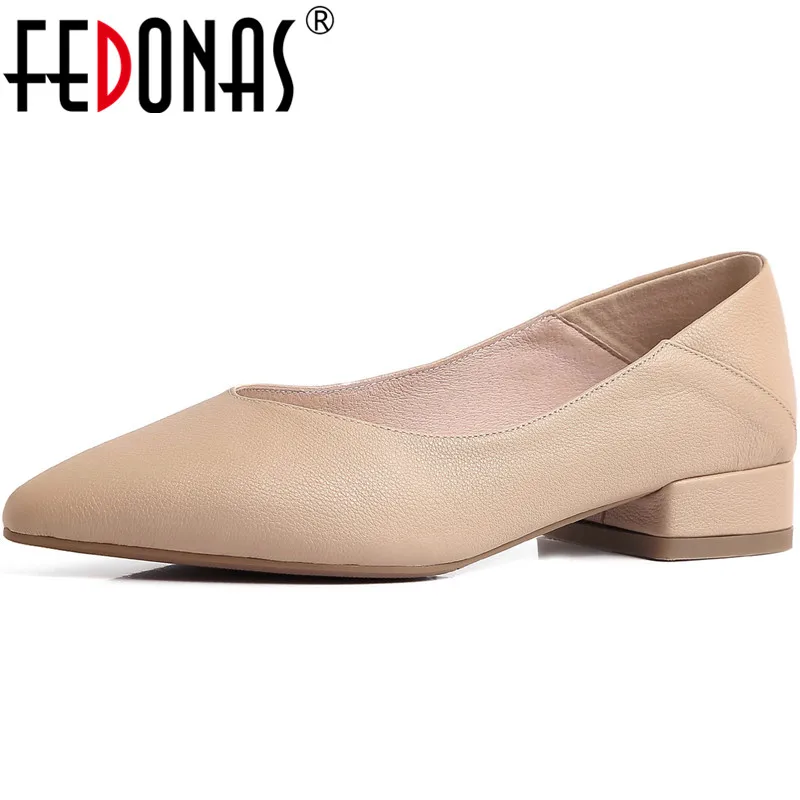 

FEDONAS Women Pumps Slip On Cow Leather Working Shoes Casual Shoes Pointed Toe Top Quality Elegant Spring Summer Shoes Woman