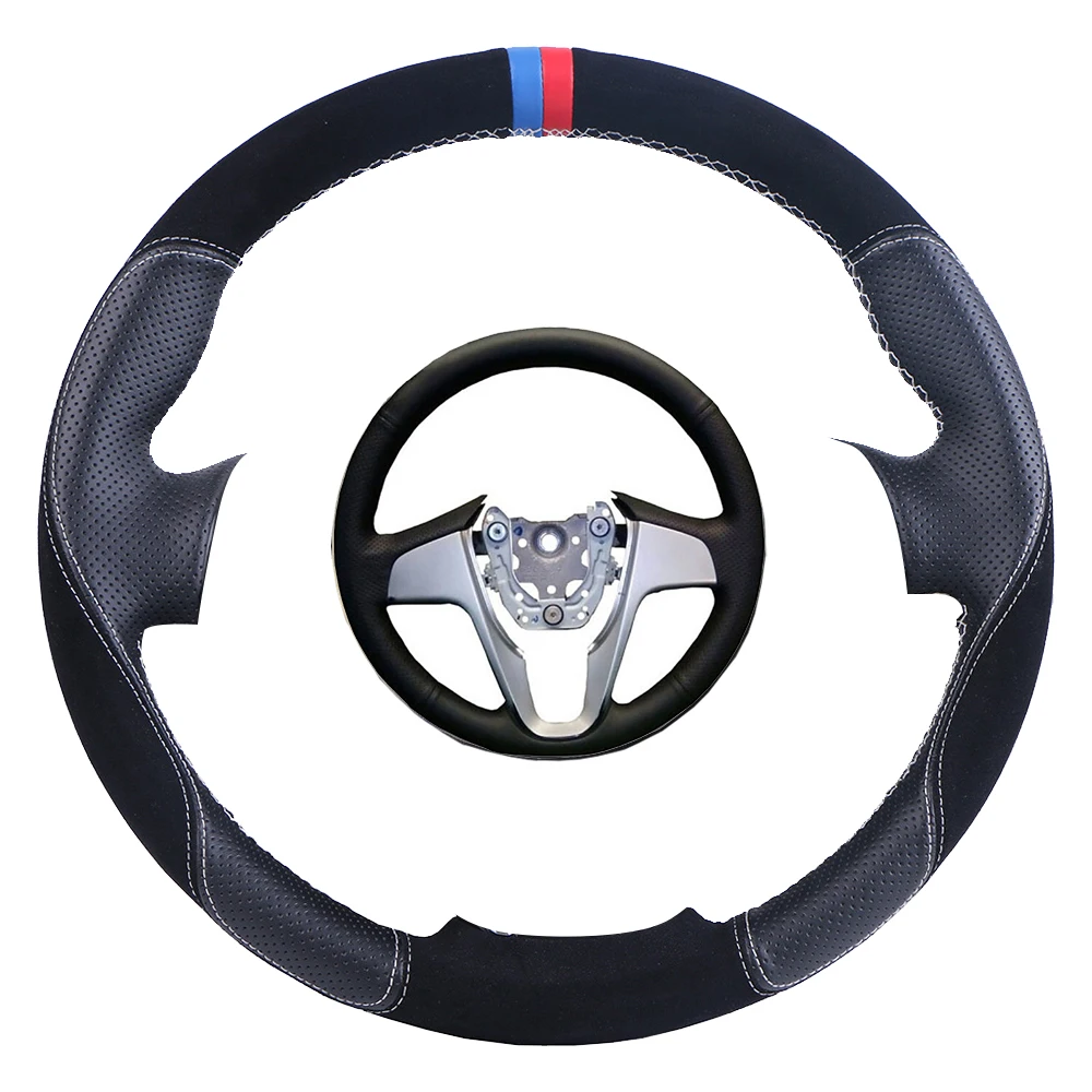 Custom Car Steering Wheel Cover Black For Hyundai Solaris Verna I20