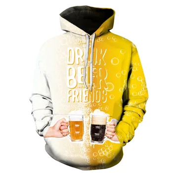 

New fashion 3D printing hoodies beer /Iced fruit /Pineapple and lemon and other series men / women autumn and winter Sweatshirt
