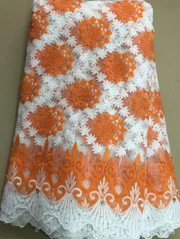 

Latest Nigerian Tulle Lace 2019 French Net Stone Lace Fabric For Nigerian Wedding Embroidery African Lace Fabric ALL3817 ORANGE