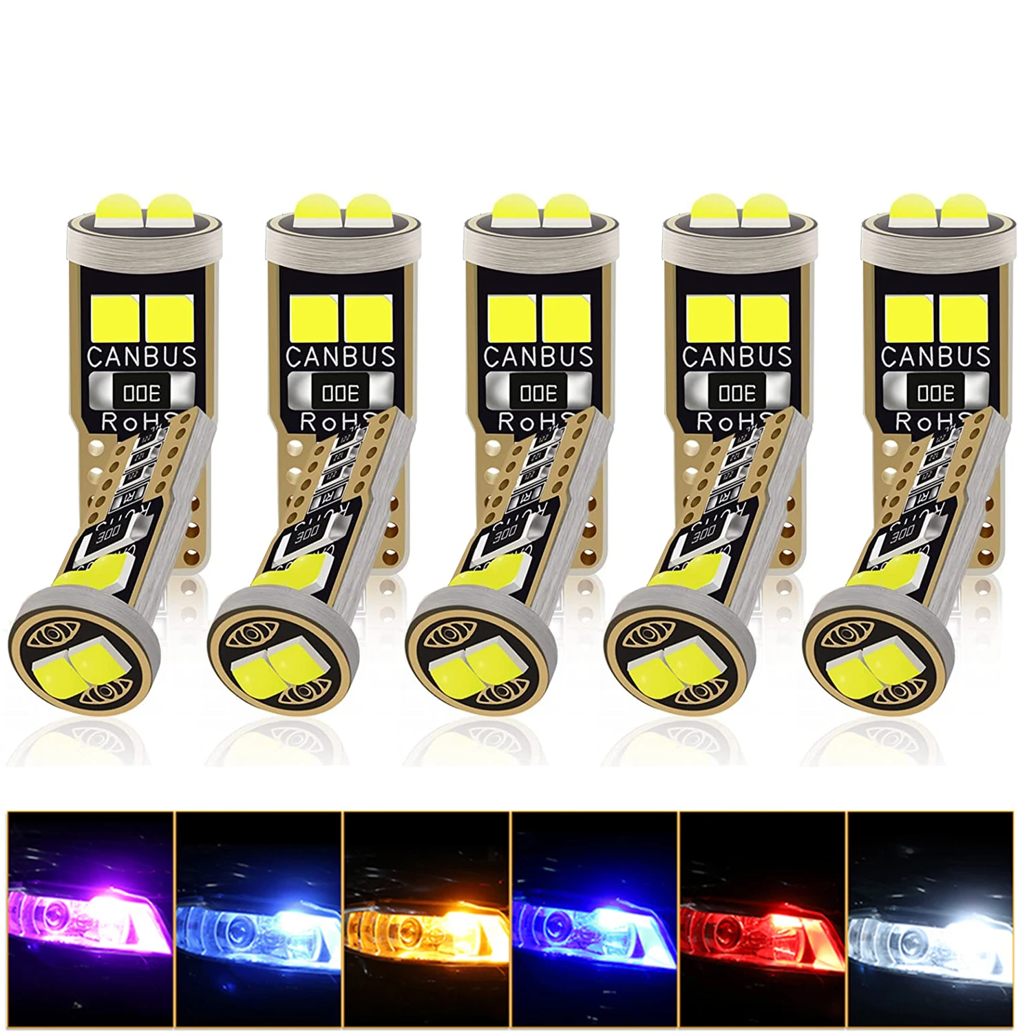 

10Pcs T10 W5W WY5W Super Bright LED Canbus No Error Car Interior Reading Dome Lights Auto Parking Lamp Wedge Tail Side Bulb 12V