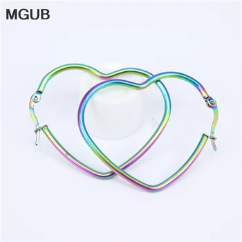 

Stainless Steel Fashion Big Heart-shaped Hoop Earrings for Women Girl's Hypoallergenic Jewelry Diameter 45-75MM LH849