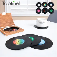 Topfinel 6 PCS Tisch Matten Trinken Coaster Vinyl Record Tisch Tischsets Kreative Kaffee Becher Tasse Untersetzer Wärme-beständig Rutschfeste pad