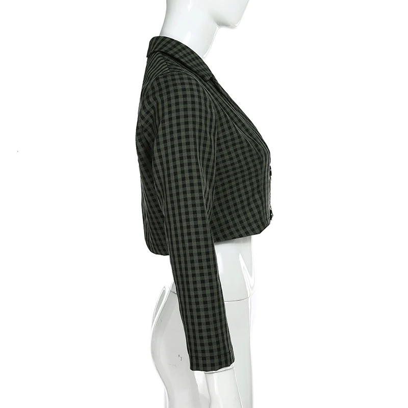 HEYounGIRL элегантные клетчатые укороченные брюки Детский комплект Куртка Harajuku Повседневное с длинным рукавом пальто Для женщин двубортное пальто уличный стиль, детская одежда, осенняя одежда