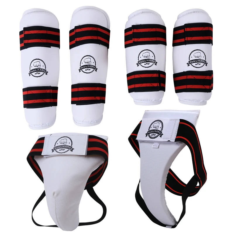 

Arm/ Shin/ Crotch Guard For Taekwondo Karate Kickboxing Free Combat MMA Sanda Muay Thai Training Protector Accessories Set