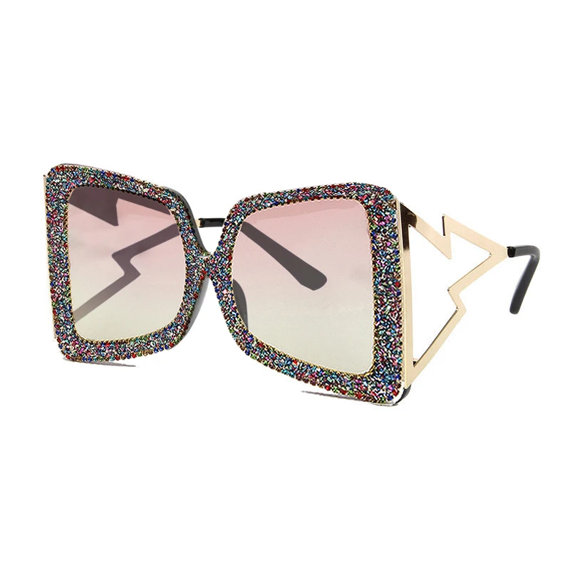 Модные квадратные солнцезащитные очки с кристаллами, женские роскошные стразы, негабаритные Оттенки для мужчин, винтажные очки UV400 gafas de sol
