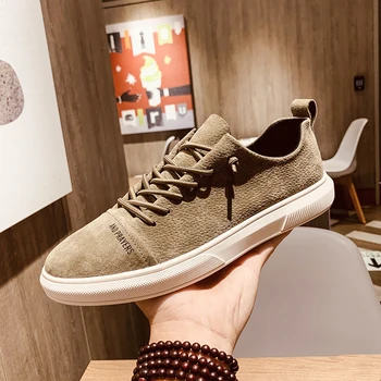 

New Men's Leather Casual Shoes Flat Bottom All-match Korean Comfortable Fashion Trend Work Overshoes Business Tenis Masculino