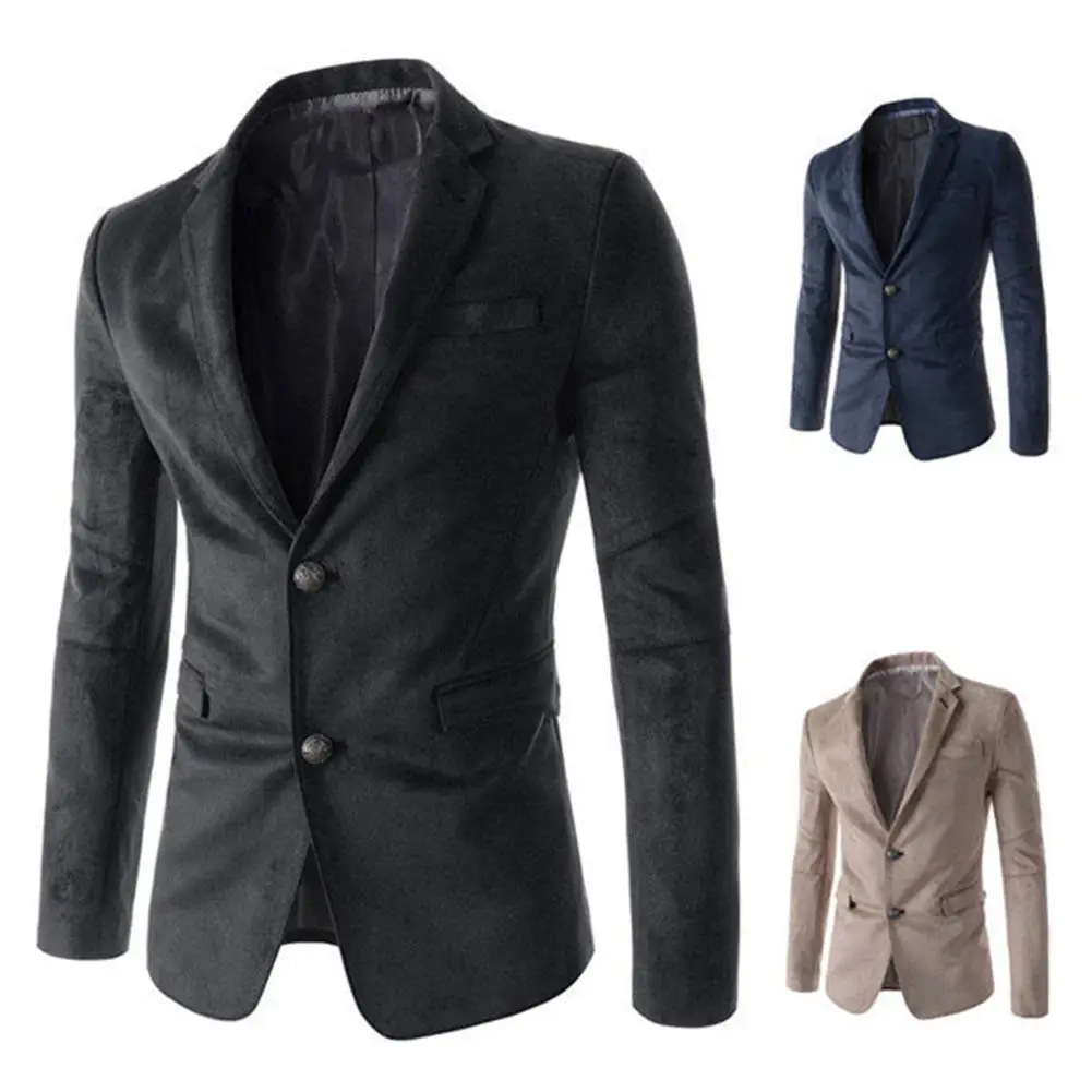 Yiwa мужские замшевые Формальные повседневные лацкан на воротник Slim Fit костюм пальто Топы Плюс Размер теплая Толстая мужская одежда