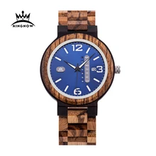 KINGNOW Reloj de pulsera de madera para hombre, cronógrafo luminoso, Orologio uomo, de lujo, caja de regalo, 2020