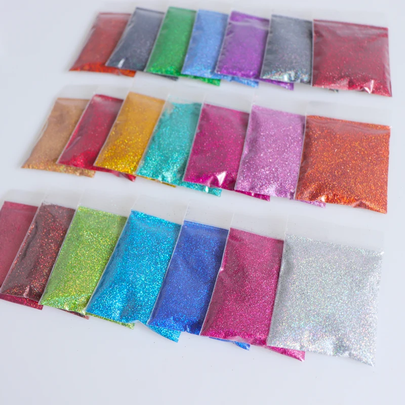 

Rikonka 21PCS Holographic Nail Glitter Powder Shining Sugar 10g/bag Nail Glitter Hot Sale Dust Powder For Nail Art Decorations