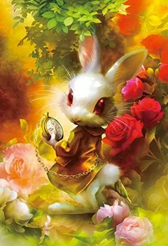 

JMINE Div 5D Alice In Wonderland Rabbit Full Diamond Painting cross stitch kits art Cartoon 3D paint by diamonds