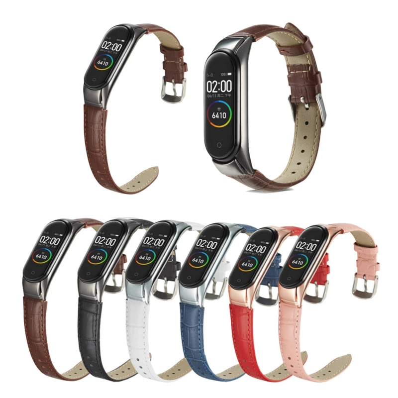 Ремешок из натуральной кожи для Xiaomi Mi Band 3 сменный Браслет наручных часов Смарт
