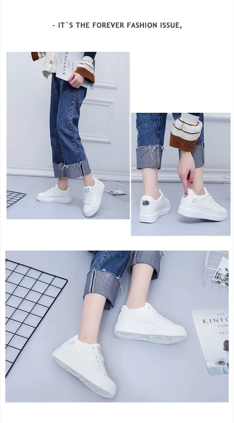 JSI/модные белые кроссовки; удобная повседневная женская обувь на платформе с круглым носком; нескользящая износостойкая обувь на плоской подошве; D4