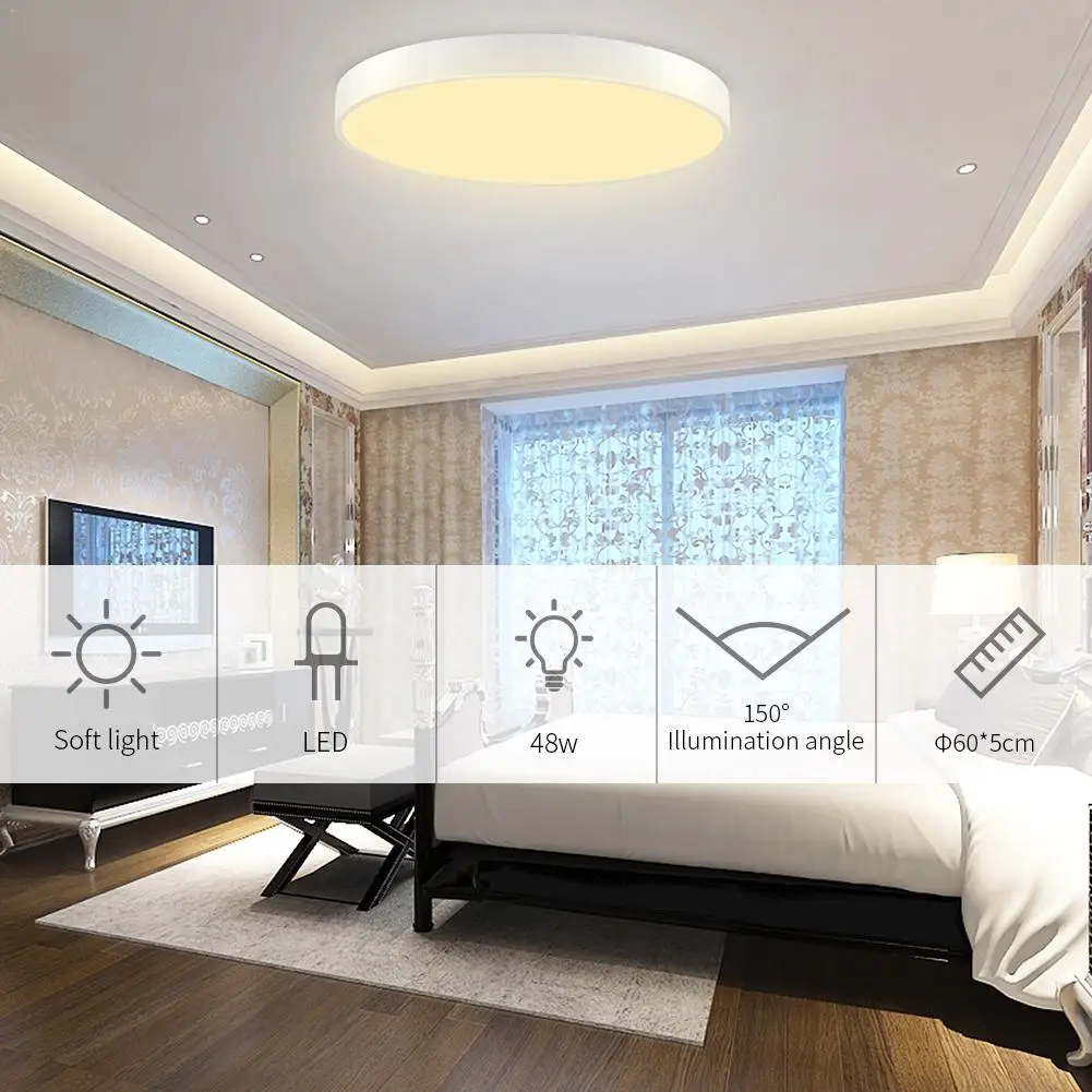 

2PCS 48W Ultra Thin Round LED Panel Ceiling Down Light Bathroom Kitchen Living Lamp Cold White Dimmable Lighting