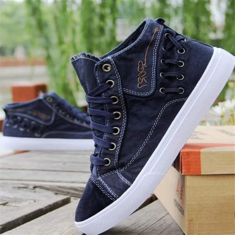 

Designer new men shoes high canvas comfortable breathable casual shoes sneaker wear non-slip flat men shoes