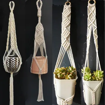 

hot sales handmade macrame pot holder pot tray macrame plant holder