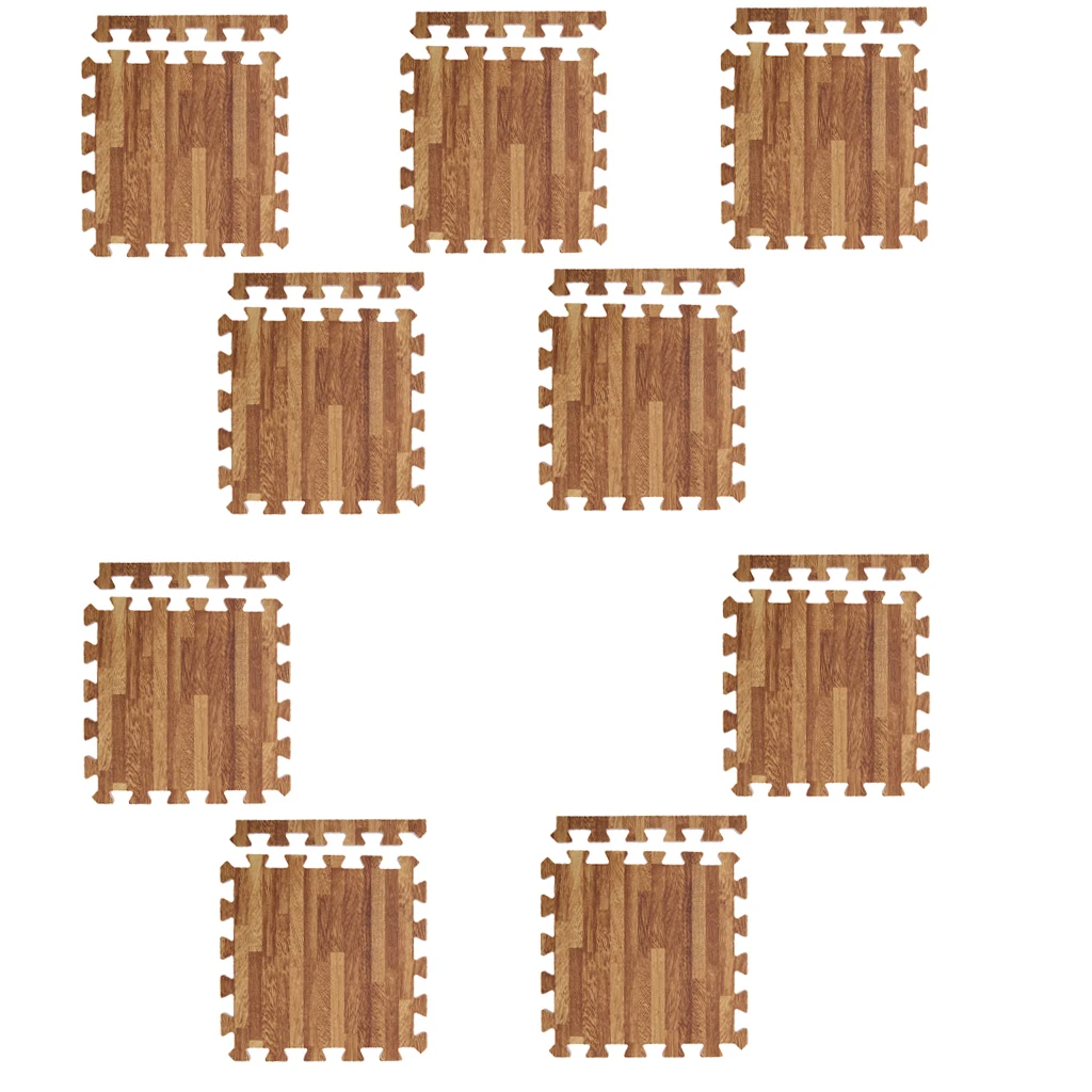 9Pieces Wood Grain Floor Mat Foam Interlocking Flooring Tiles with Borders – for Home Office Playroom Basement | Дом и сад