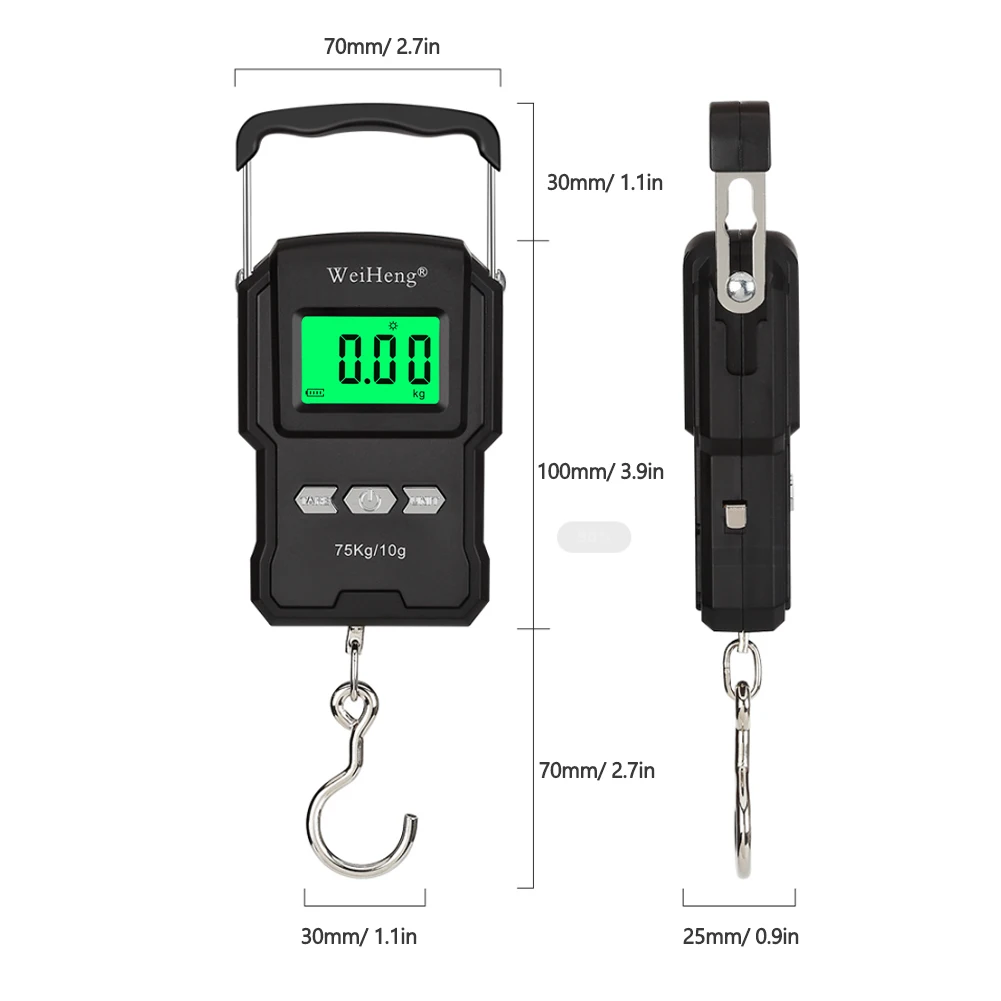 75kg/10g Hanging Scale LCD Digital Scale Electronic Balance Hand Scales for  Fishing Luggage Travel Steelyard Weight Libra