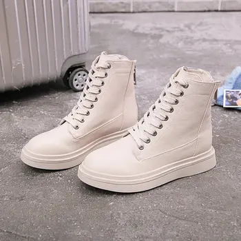 

2019 autumn new Martin boots women fashion simple solid color thick soles comfortable breathable casual boots