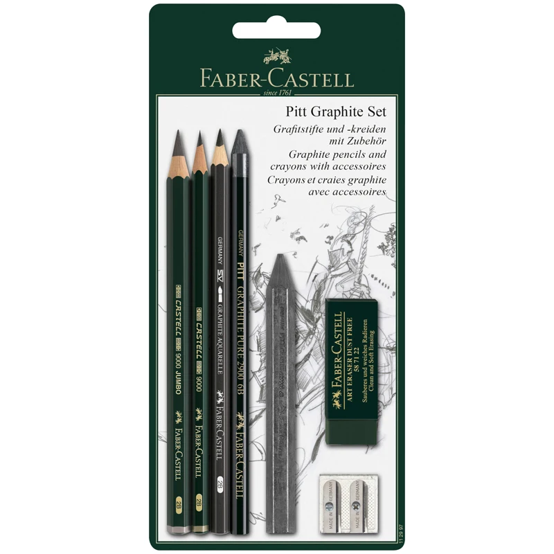 Набор карандашей ч/г faber-castell &quotpitt graphite&quot 5шт.+ластик+точилка 2b/6b заточен. блистер |