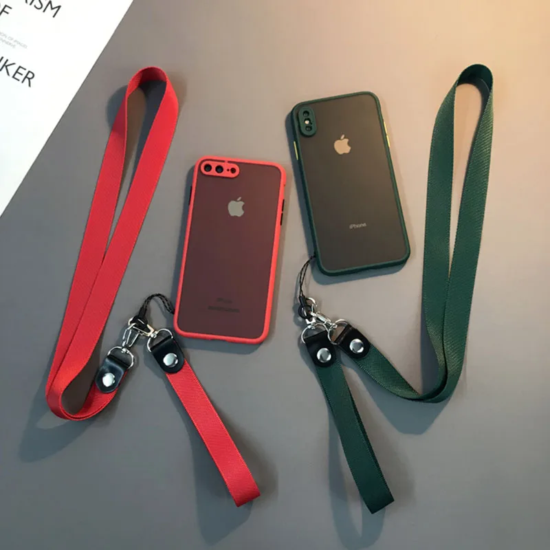Матовый чехол для iPhone 11 Pro Max 12 Mini XS X XR 8 Plus 7 SE 2020 6 роскошный брендовый с ремешком на