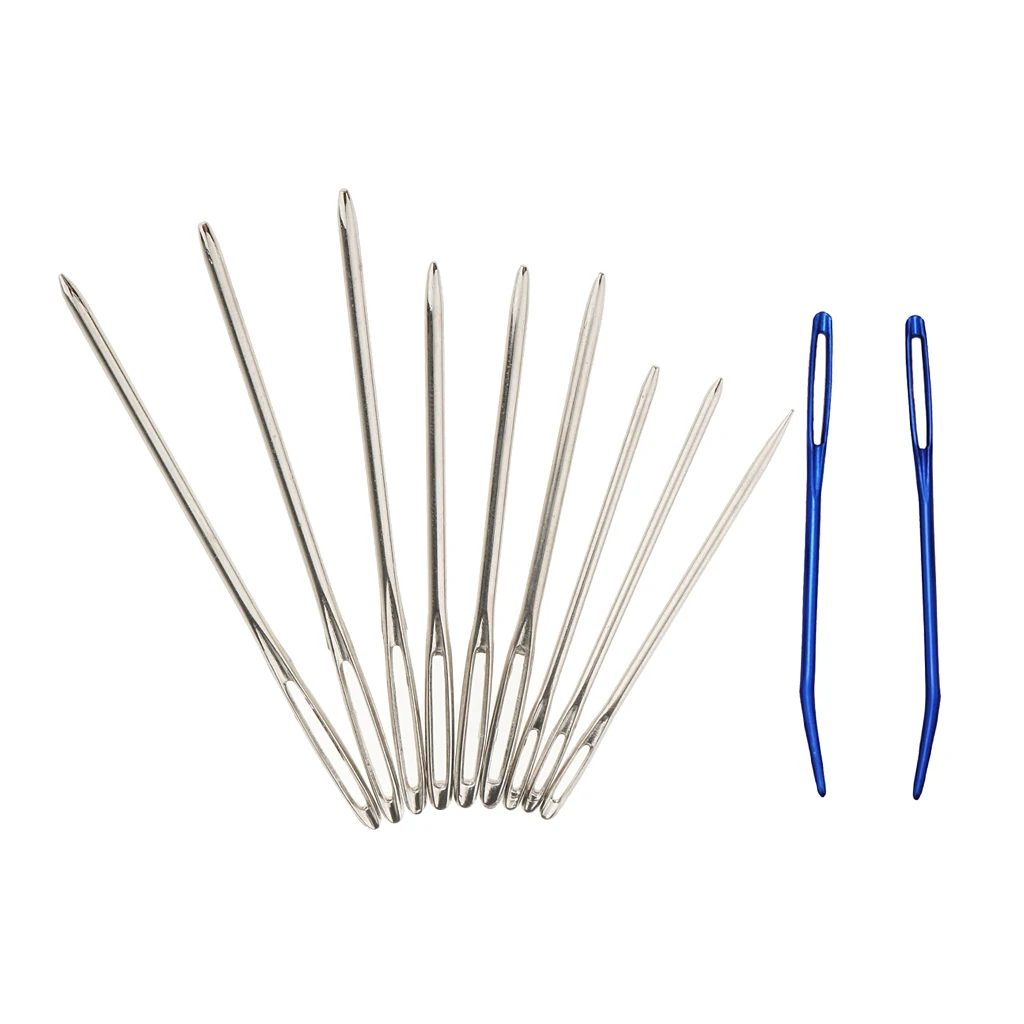 9 Pieces Large Eye Blunt Needles with 2 Pieces Bent Tip Needles for Tapestry Darning