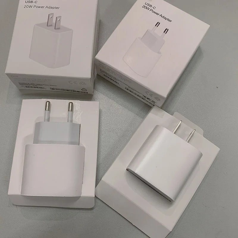 Original For Apple 20W USB-C Power Adapter Charger EU Plug Fast Charger Adapter for iPhone 8 plus X XS 11 12 mini pro max