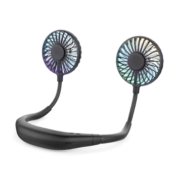 

Mini USB Portable Fan Neck Fan Neckband with Rechargeable Battery Desk Fans Handheld Air Cooler Conditioner for Room Black