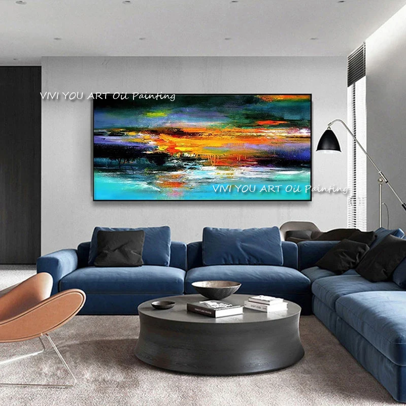 

The Special Color Sunset Cloud Great Blue Red Sky View Wall Art Handpainted Modern Abstract Painting No Framed Hanging Picture