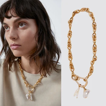 

Dvacaman 2020 za Bohemian Pearl and Shell Pendant Necklace for Women Charm Gold Link Chain Choker Necklace Summer Beach Jewelry