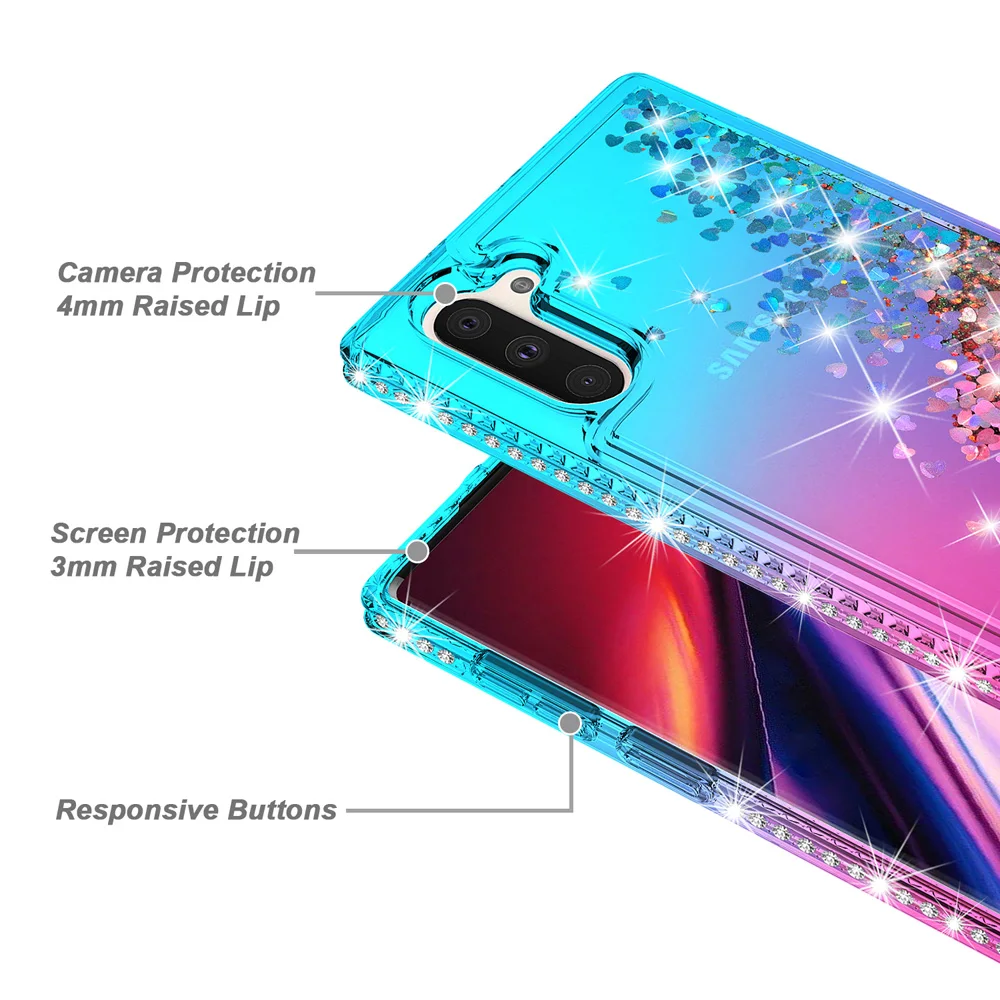 Для samsung Galaxy Note 10/Note 10 Plus чехол милый роскошный зыбучий песок Жидкий чехол Блестящий Алмазный жесткий чехол