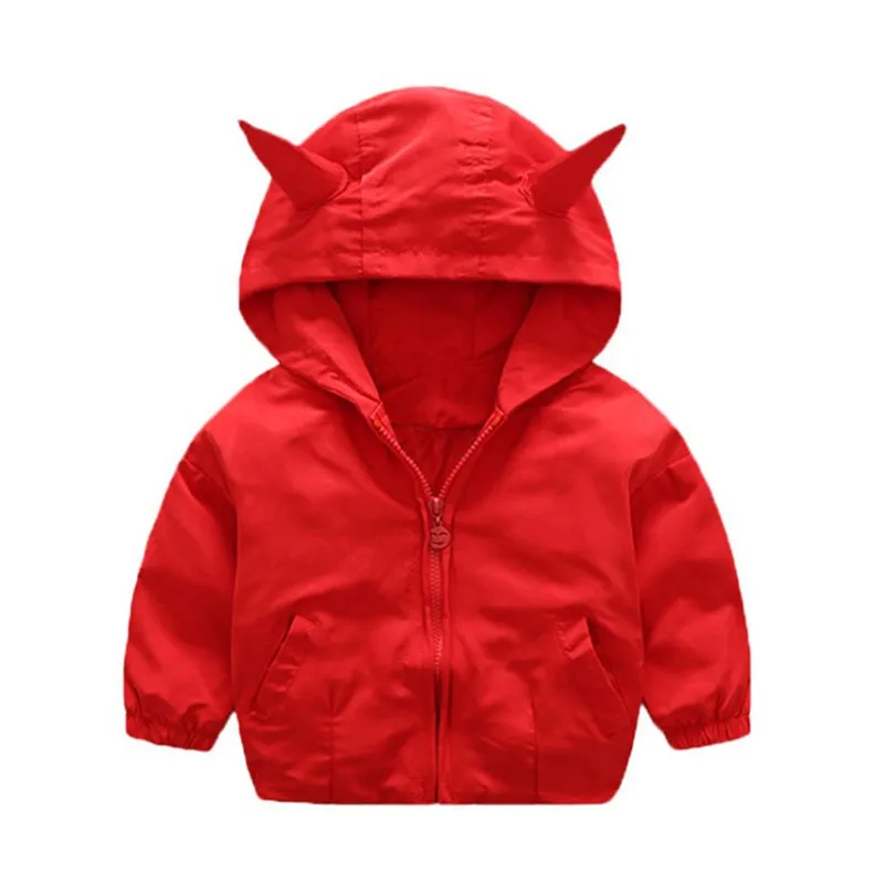 

New Style Currently Available Korean-style Medium-small BOY'S Open Country Raincoat Jacket Male Baby Cartoon Ox Horn Coat a Gene